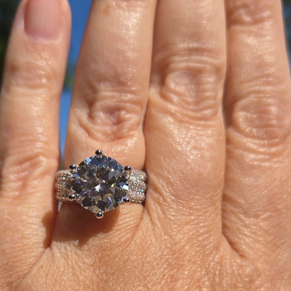 GRA CERTIFIED 5CT WHITE Moissanite Diamond Ring